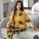 Spring and Autumn Pajamas for women pure cotton cute long-sleeved Korean loose student suit can be worn on the outside for summer, autumn and winter home clothes Emerald green GXT9928 M (recommended 75-95Jin [Jin equals 0.5 kg])