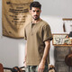 Jereno American Heavyweight 320G Kurzärärmelte Herren-T-Shirt im Sommer Lose Retro Polo-Hemd Trendy Tough Guy Vintage Henry Neck Herrenkleidung Mokka Brown [Schwergewicht 320G] 4xl für 200-220jin geeignet [Jin gleich 0,5 kg]