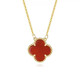 Century-old Fenxiang light luxury four-leaf clover necklace 18K gold women's Au750 carnelian clavicle chain gold gift gift Lao Fengxiang 18k rose gold carnelian four-leaf clover necklace