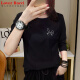 Liebhaber Rucci Frühling und Herbst Schöne Pure Cotton Middle Sleeve siebenminiples Sleeve T-Shirt Top Damen New Small Shirt Multi-Design Top Sommer Lose 701-91 Rose Red XL Geeignet für 115-125jin [Jin gleich 0,5 kg]