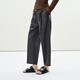 LESS [Same Model in Shopping Mall] 2025 Summer New Wool Casual Straight Cropped Pants Women 2P4E13660 011 Carbon Black XS