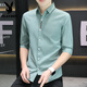 
Playboy (PLAYBOY) shirt men's short-sleeved ice silk Korean version men's casual five-point sleeve shirt trendy handsome summer mid-sleeved solid color inch clothes 682 black 2XL 134-146Jin [Jin equals 0.5 kg]