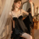 Apokalypse French sexy High-End-Pyjamas für Frauen im Sommer High-End-Eisbandkaste Hosenteil Rock Rückenfreies Nachthemd zweiteilige Set 9196 Pink Set M