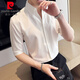 
Pierre cardin short-sleeved shirt men's summer 2025 new three-quarter sleeve shirt high-end slim casual mid-sleeved shirt white C2301 mid-sleeved solid color white L (120-140Jin[Jin equals 0.5 kg])