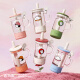 Kreation Sammlung große Kapazität Hochtemperaturfestigkeit Glassbecher für Mädchen High-Pretty Strohbecher mit exquisitem transparentem Wasserbecher Geschenk Maoyu Mint anpassbar 1050 ml