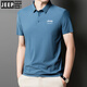 JEEP SPIRIT new comfortable POLO shirt men's ice silk short-sleeved T-shirt summer lapel anti-wrinkle business and casual middle-aged and elderly half-sleeved JEEP12358 ice silk POLO shirt/haze blue XL [125-140Jin[Jin equals 0.5 kg]]