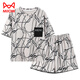 Catman (Miiow) Pyjamas d'été pour femmes Coton pur mignon mignon à manches courtes en deux pièces grandes taille pour les vêtements à domicile des étudiants de printemps et d'automne GXT6630 M (recommandé 75-95 Jin [Jin est égal à 0,5 kg]))