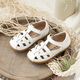 Extraone boys and girls retro woven sandals children's non-slip breathable leather children's shoes #514 white 28 (inner length 17.7cm)