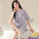 Pajama de manga corta a cuadros de verano Juego de pijamas para el hogar algodón de algodón de gran tamaño MM200Jin [Jin equivale a 0.5 kg] se puede usar afuera en el verano de la versión coreana KNC3519 m (recomendado 80-95Jin [Jin iguala 0.5 kg])