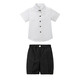 Jiaojing boy overalls suit summer small and medium-sized children kindergarten suit performance host dress shorts men summer 9901 shirt + shorts + red bow tie + strap + medium tube 120 cm