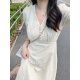 
Nuoxisha [7236 people collect] 2024 summer new French heavy industry embroidery temperament v-neck national style gentle style waist-hugging 9767 apricot color dress L [Suggested 101-120Jin [Jin equals 0.5 kg]]