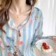 Hualin Mode-Pyjamas mit Brustpolstern für Frauen lange Ärmel Dünne Hauskleidung lose zweiteilige Set 846# Garden Elephant 180 xl