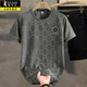 Specht leichte Luxus-Eis-Seide Kurzärmler T-Shirt Herren-Farbmuster Hemd European New Casual Cool Round Neck Kurzärmler Top Männer Q6628 Weißer XL (vorgeschlagen 135-150jin [Jin entspricht 0,5 kg])