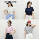 Red sleeves unique and super beautiful versatile T-shirt 2025 summer new women's clothing MIU contrast embroidered short-sleeved POLO collar top cherry blossom powder 6173 L