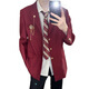 Xingsuyao (xingsuyao) college style boys dk suit uniform jacket jk school supply sense red suit student handsome class uniform suit Japanese shoulder pad suit black + white shirt + black trousers XL recommendation 125-135Jin Jin equals 0.5 kg f