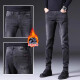 
Giordano (Giordano) broken code Hong Kong autumn and winter black gray jeans men's Korean style slim foot elastic plus velvet trendy casual pajamas 1048 black one size 28