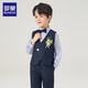 Romon children's dress, boy's suit, British style boy's birthday party suit, flower girl costume, navy blue 110