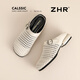 Zhr Capacal de la capa de vaca Slippers para mujeres en verano para zapatos para mujeres Sandalias livianas de suela suave para mujeres S678 beige 36