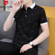 Pierre cardin 2025 new summer lapel men's short-sleeved T-shirt casual trendy brand POLO shirt men's collar half-sleeved ice silk white QY679 2XL