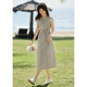 clotho Rennie brand women's French dress for women 2025 summer new Korean style elegant waist-hugging and slimming A-line skirt gray M 100-115Jin[Jin equals 0.5 kg]