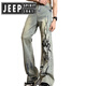 Jeep Spirit Jeep Flame Jeep Jeep Jeans Tendencia de verano para hombres Pantalones heterosexuales Style High Street 692-Black M [85-100Jin [Jin equivale a 0.5 kg]]