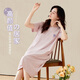 
Langsha women's pajamas and nightgown for women in summer with breast pad round neck pullover for outdoor wear 2025 new sweetheart purple