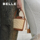 百丽（Belle）[博主推荐]百丽包女25新女友礼物休闲编织单肩斜挎手提水桶包9717 棕色