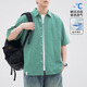 Pinstripe Purple American Camiseta Americana de manga corta Menera de verano Estilo delgado 2025 NUEVO PARCHE PARCHO PARCHO Camiseta de trabajo de cinco puntos Camisa Purple Z983 3XL [160-190Jin [Jin iguala 0.5 kg]]]