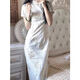 Xianxiu mejorado Cheongsam 2025 Temperamento de verano Vestido blanco Estilo nacional 831 Chiffon verde S