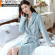 Modal Herbst- und Winter Flanellpaare Nachthemd Damen Bademantel Koralle Samt verdickte Pyjamas Herrenhauskleidung langärmelte Bademantel Hellgraues Frauenkleid Y719 L