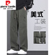 Pierre cardin American work pants men's loose straight paratrooper pants 2025 summer thin sports charge casual trousers 9856-Military green M 90~110Jin[Jin equals 0.5 kg]