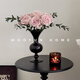 Jin Riman French medieval black vase decoration living room flower arrangement retro light luxury high-end glass hydroponic flowers dried flower vase Medieval vase black large size 22cm