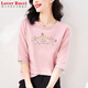 Amante Rucci Temperamento de algodón puro que reduce la edad de siete tramas de la manga de siete cuartos para la camiseta blanca suelta de manga media de las mujeres primavera y el verano de otoño 2025 Nuevo top W6172 ICE Azul Mid-manada M (recomendado 80-105Jin [Jin equivale a 0.5 kg])