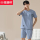 Hengyuanxiang pajamas for men pure. Cotton summer thin short-sleeved pants can be worn on the outside. Cotton home clothing suit summer 16759 XL (suggested 115-125Jin [Jin equals 0.5 kg])