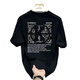 GTYUWVG Hong Kong style short-sleeved men 2025 summer loose cotton T-shirt for boys new fashion brand trendy men couple half-sleeved V753 black XL