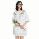 Yuzu HARSH AND CRUEL American alphabet plant flower round neck heavy cotton short-sleeved T-shirt for men and women summer S1049# white M