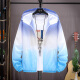 Fat Donglai Sommer Sonnenschutzkleidung für Jungen 2025 Neue Verlaufsfarbjacke für Jungen, trendige leichte und atmungsaktive Jacke für Teenager 9926 Top Orange Blue XL
