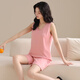Haoye Haoye Kleidungsstil Summer Breast Pad Frauenpyjamas enge Baumwoll -Hosenträger Weste Shorts süßer Hauskleidung kann außerhalb von W6169 (mit Brustpolster) M getragen werden