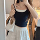 
Dan Nanwei 6625# Korean Society layered contrasting color integrated cup vest for women spring and summer comfortable slim solid color inner beautiful back top black =80-130Jin [Jin equals 0.5 kg] Universal size