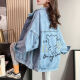 Xcfreht [4811 Personas elogiadas] Tiktok Denim Jacket for Women en primavera y otoño 2025 Nuevo estilo Denim contrastante bordado bordado 9926# Modelo de imagen [Azul] S [Sugerencia 80--100Jin [Jin equivale a 0.5 kg]]