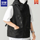 
ROMON 2025 summer new multi-pocket hooded men's vest men's Japanese loose work vest casual and versatile trend black [higher quality than peers] fast shipping XL recommendation [130-150Jin [Jin equals 0.5 kg]]