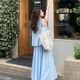荣西图（RONGXITU）法式蝴蝶结蓝色无袖套装裙夏日两件套 蓝色*724 L