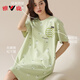 Yalu-Nachthemd für Sommer Frauen reine Baumwolle kurzärmelige niedliche Cartoon-Pyjamas für Frauen Sommer loser atmungsaktiven Frauen Heimkleidung 15604 xl 170 (125-140jin [Jin gleich 0,5 kg])