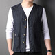 
Line men's cardigan vest vest solid color summer thin sleeveless vest Chinese style middle-aged and young top Lanhei XL