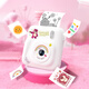 SONGDIAN Polaroid camera, Strawberry Bear, inkless printer, front and rear dual cameras, 48 million pixels, white, official standard configuration + 32G memory, free 4 rolls of printing paper