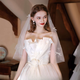 Senyong Oli's French Hepburn bridal certificate registration hair accessories veil white proposal super fairy retro high-end light small white 60cm-80cm