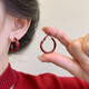 New Year's Eve Ankora Red Drop Glaze Earrings Light Luxury High-end Earrings Niche Temperament Earrings Autumn and Winter Earrings for Women Burgundy Plain Hoop Earrings One Pair