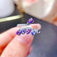 Junpo Fashion New Top Opening Ring Natural Tanzanite + Amethyst Ring 3 4 Sizes 925 Silver Inlaid Amethyst Tanzanite Ring Opening Adjustable