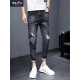 Zengzhi Denim Jeans Pantalones recortados para hombres Marca moderna 2025 Summer Nuevo delgado Falim Foot Spring y Autumn Long pantalones 897 Negro 28