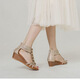 Hualin Fashion Bohemian Wedge Sandalen für Frauen 2025 Neue Modebemen Rom Schuhe Rindfleisch Sehnen Sohle Frauenschuhe Schwarz 1418-684 37